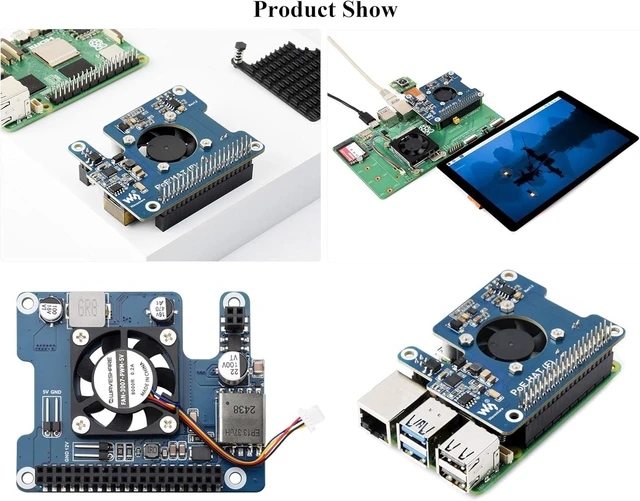 Alt view image 6 of 7 - Power Over Ethernet HAT PoE HAT with Metal Heatsink for Raspberry Pi 5, Onboard Cooling Fan, Supports 802.3af/at Network, 12V and 5V Power Outputs Easy for More Peripherals