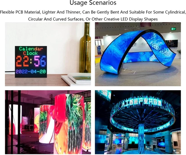 Alt view image 6 of 7 - Flexible RGB Full Color LED Matrix Panel 64x64 Pixels, 4096 Individual RGB LEDs,3mm Pitch,Adjustable Brightness and Bendable PCB, Compatible with Raspberry Pi/Raspberry Pi Pico / ESP32 / Ardu
