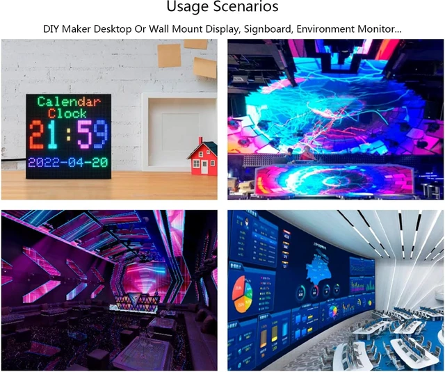 Alt view image 4 of 7 - waveshare RGB Full Color LED Matrix Panel 64x64 Pixels, 2mm Pitch, Adjustable Brightness,Supports Raspberry Pi/Raspberry Pi Pico / ESP32 / Ardu,Display Text, Colorful Image, Animation