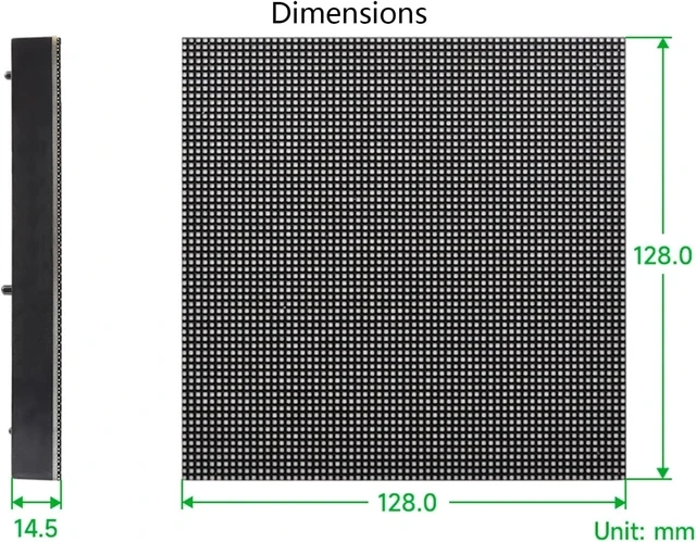 Alt view image 7 of 7 - waveshare RGB Full Color LED Matrix Panel 64x64 Pixels, 2mm Pitch, Adjustable Brightness,Supports Raspberry Pi/Raspberry Pi Pico / ESP32 / Ardu,Display Text, Colorful Image, Animation