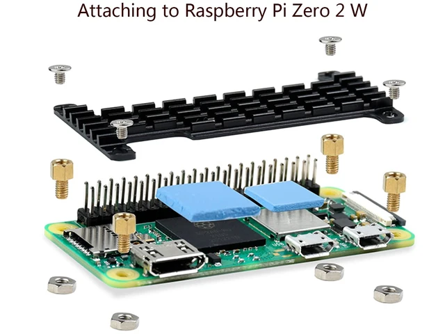 Alt view image 2 of 7 - Aluminum Heatsink Cooler with Thermal Tapes for Raspberry Pi Zero 2 W/WH