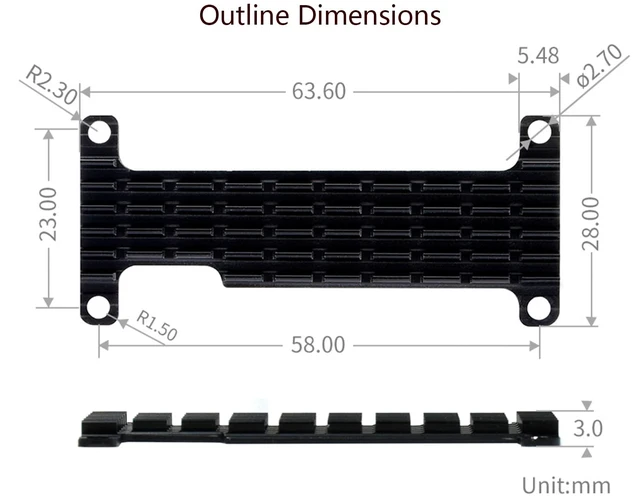 Alt view image 7 of 7 - Aluminum Heatsink Cooler with Thermal Tapes for Raspberry Pi Zero 2 W/WH