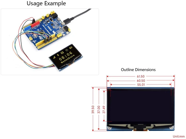 Alt view image 7 of 7 - 2.42inch OLED Display Module 128×64 Resolution for Raspberry Pi/forArduino/STM32/ESP32/Jetson Nano, with SSD1309 Driver Chip SPI / I2C Communication 3.3V / 5V, White Display Color