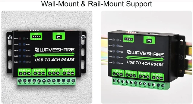 Alt view image 6 of 7 - waveshare Industrial USB to RS485 Converter Extending USB to 4CH RS485, 1200bps ~ 460800bps Baudrate, Transmission Distance up to 1.2km, Compatible with Win7/8/8.1/10/11, Mac, Linux, Android,etc