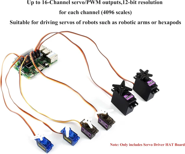 Alt view image 4 of 7 - PWM Servo Motor Driver HAT Compatible with Raspberry Pi 5/4/3B+/ 3B Zero/Zero W/Zero WH and Jetson Nano, 16-Channel 12-bit I2C Interface Straight Pinheader