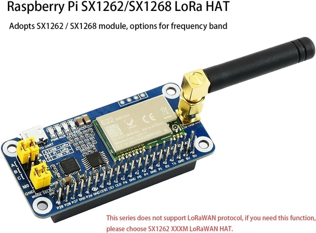 Alt view image 2 of 7 - SX1262 LoRa HAT for Raspberry Pi 915MHz Frequency Band Data Transmission up to 5km Support Auto Repeating to Transmit Longer Wake on Radio Wireless Config Carrier Sensing Communication Key