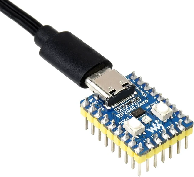Alt view image 3 of 7 - waveshare RP2040-Zero Mini Board with Pre-Soldered Header,Pico-Like MCU Board Based on Raspberry Pi MCU RP2040 Dual-Core Arm Cortex M0+ Processor Support C/C++, MicroPython