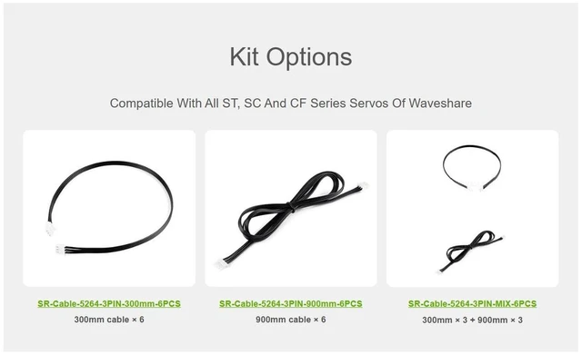 Alt view image 3 of 3 - (6PCS) 5264-3PIN Servo Cable (6PCS), for ST/SC/CF Servos, 300mm / 30CM Length