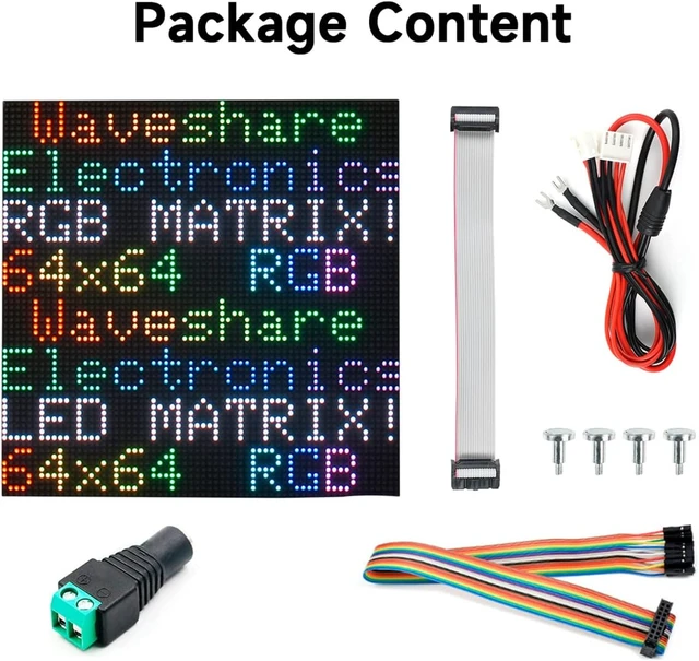 Alt view image 6 of 7 - waveshare RGB Full Color LED Matrix Panel 64x64 Pixels, 2mm Pitch, Adjustable Brightness,Supports Raspberry Pi/Raspberry Pi Pico / ESP32 / Ardu,Display Text, Colorful Image, Animation