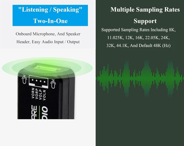 Alt view image 4 of 7 - USB Audio Module USB Sound Card External Audio Converter Compatible with Raspberry Pi/Jetson Nano, Support Recording and Playback, Stereo Codec, Plug and Play, Comes with 8 5W Speaker