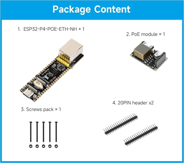 Alt view image 2 of 7 - ESP32-P4 PoE ETH AI Development Board, ESP32-P4 Chip, with PoE Module