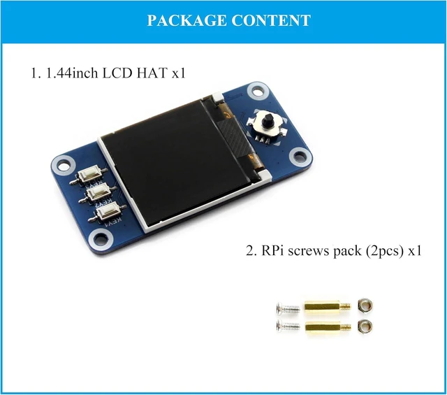 Alt view image 7 of 7 - 1.44inch LCD Display HAT Compatible with Raspberry Pi 5/ 4B/3B+/3B/2B/A+/Zero W/WH/Zero 2 W/Pico/Pico 2W, etc. RGB 65K Color 128 x128 Pixels, SPI Interface, with Embedded Controller