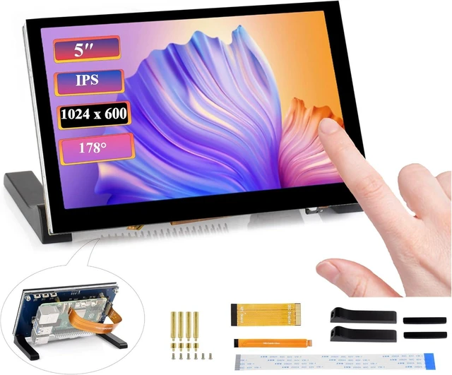 Main image of 5inch DSI LCD 5-Point Capacitive Touch Screen Monitor for Raspberry Pi Pi5/4B/3B+/3B/3A+/CM4/CM3+/CM3, 1024 x 600 Resolution IPS Display Screen, DSI Interface, 178° Viewing Angle, No Driver Required