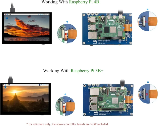 Alt view image 4 of 7 - 5inch DSI LCD 5-Point Capacitive Touch Screen Monitor for Raspberry Pi Pi5/4B/3B+/3B/3A+/CM4/CM3+/CM3, 1024 x 600 Resolution IPS Display Screen, DSI Interface, 178° Viewing Angle, No Driver Required