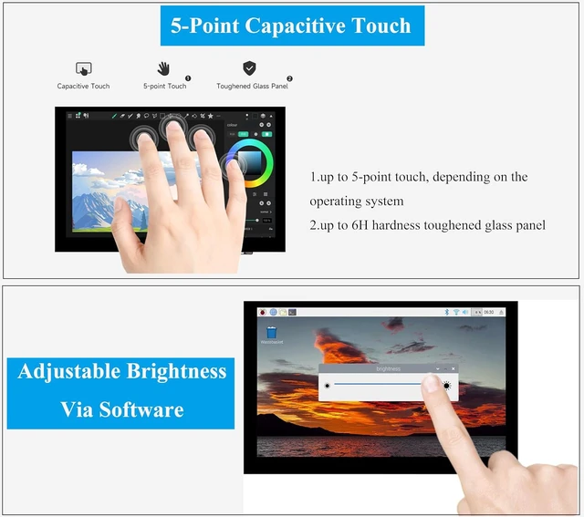 Alt view image 7 of 7 - 5inch DSI LCD 5-Point Capacitive Touch Screen Monitor for Raspberry Pi Pi5/4B/3B+/3B/3A+/CM4/CM3+/CM3, 1024 x 600 Resolution IPS Display Screen, DSI Interface, 178° Viewing Angle, No Driver Required