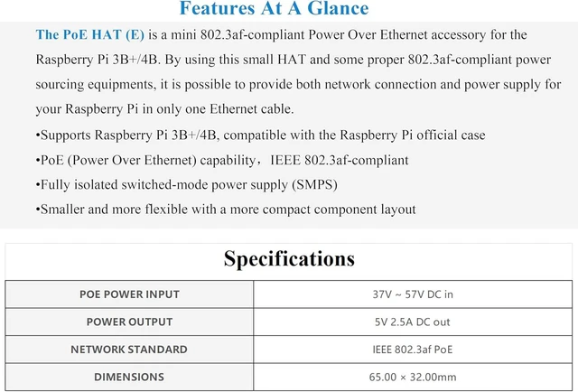 Alt view image 3 of 7 - Waveshare PoE HAT for Raspberry Pi 4B/3B+, Power Over Ethernet (PoE) Support 802.3af, Compatible with Official Case, Supports Cooling Fan