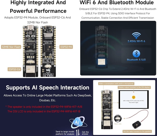 Alt view image 5 of 7 - ESP32-P4-WIFI6 High-Performance Development Board, Based On ESP32-P4 and ESP32-C6, Supports Wi-Fi 6 and Bluetooth 5 / BLE, Rich Human-Machine Interfaces, Supports AI Speech Interaction
