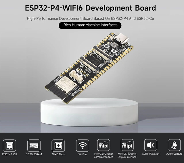 Alt view image 2 of 7 - ESP32-P4-WIFI6 High-Performance Development Board, Based On ESP32-P4 and ESP32-C6, Supports Wi-Fi 6 and Bluetooth 5 / BLE, Rich Human-Machine Interfaces, Supports AI Speech Interaction