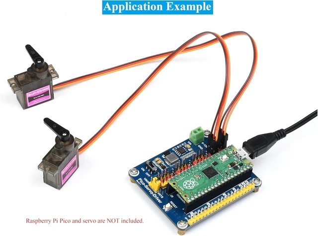 Alt view image 6 of 7 - Servo Driver Module Compatible with Raspberry Pi Pico 2W/2/Pico W/Pico, 16-bit Resolution, Up to 16-Channel Servo/PWM Outputs, Support SG90 MG90S MG996R Servo, Ideal for Robotic Arm or Hexapod Walker
