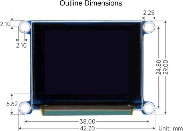 Alt view image 7 of 7 - 1.27inch RGB OLED Display Module 128×96 Resolution Screen, 262K RGB Colors SPI Interface 3.3V / 5V Operating Voltage, for Ardu/Raspberry Pi/STM32