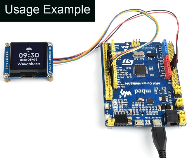 Alt view image 4 of 7 - waveshare 1.5inch OLED Display Module for Raspberry Pi/for Arduino/STM32, 128×128 Resolution Black/White Two Display Colors OLED with SH1107 Driver, SPI / I2C Communication