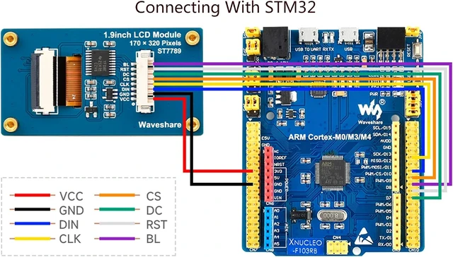 Alt view image 6 of 7 - 1.9inch LCD Display Module 170×320 Resolution Screen, 262K RGB Display Color SPI Interface ST7789V2 Driver, Compatible with Arduino/Raspberry Pi / STM32, etc