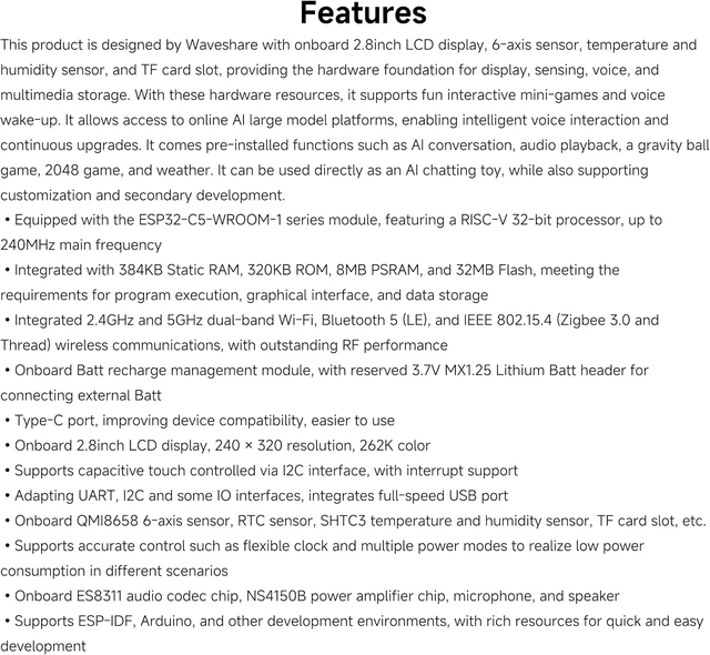 Alt view image 3 of 7 - ESP32-C5 2.8inch IPS Cap Touch Screen Development Board, 240 × 320 Pixels