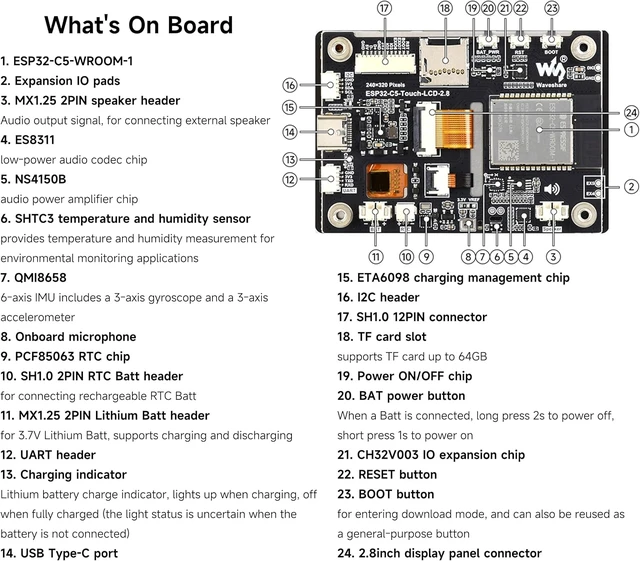 Alt view image 5 of 7 - ESP32-C5 2.8inch IPS Cap Touch Screen Development Board, 240 × 320 Pixels