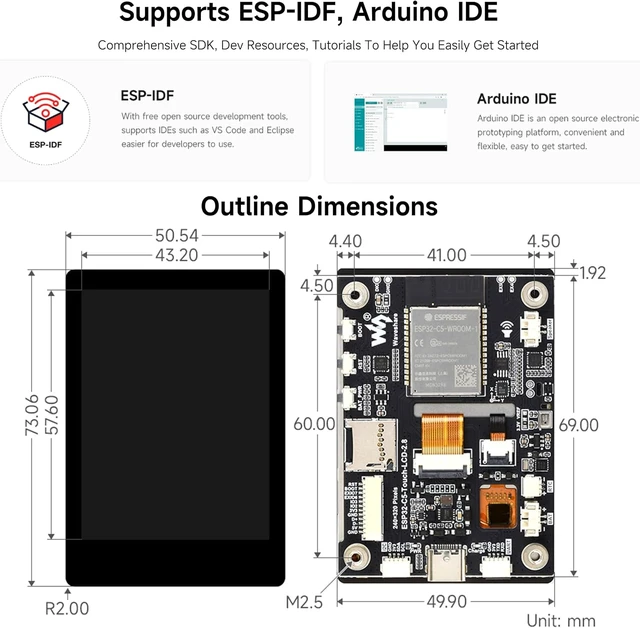 Alt view image 7 of 7 - ESP32-C5 2.8inch IPS Cap Touch Screen Development Board, 240 × 320 Pixels
