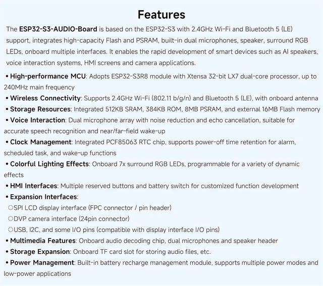 Alt view image 4 of 7 - ESP32-S3 AI Smart Speaker Development Board, Support AI Speech Interaction