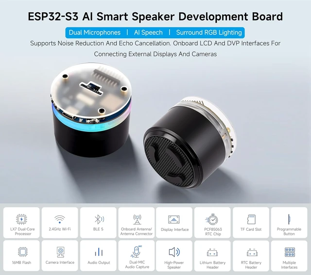 Alt view image 2 of 7 - ESP32-S3 AI Smart Speaker Development Board, Support AI Speech Interaction