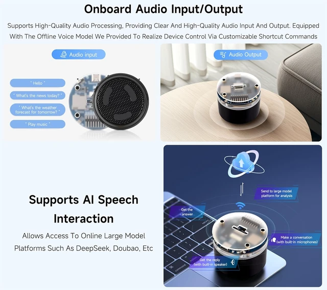 Alt view image 3 of 7 - ESP32-S3 AI Smart Speaker Development Board, Support AI Speech Interaction