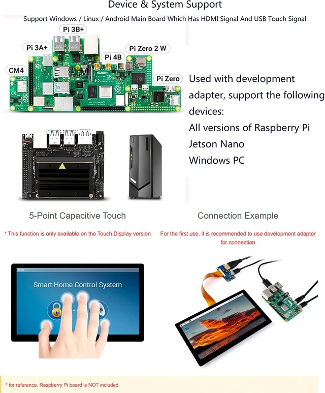 Alt view image 3 of 7 - waveshare 7inch QLED Touch Capacitive Display 1024x600 Pixel, Integrated Thin and Light LCD with Adapter Board, for Raspberry Pi/Jetson Nano/Windows/PC, Support Windows/Linux/Android