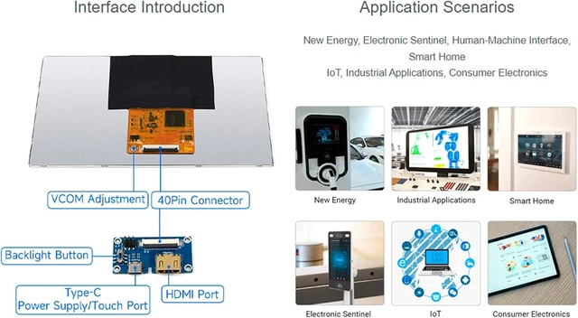 Alt view image 4 of 7 - waveshare 7inch QLED Touch Capacitive Display 1024x600 Pixel, Integrated Thin and Light LCD with Adapter Board, for Raspberry Pi/Jetson Nano/Windows/PC, Support Windows/Linux/Android