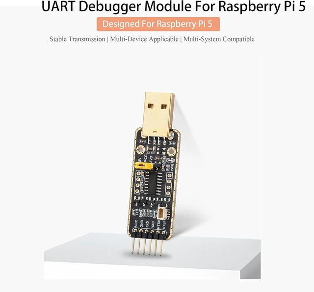 Alt view image 2 of 7 - USB to UART Debugger Module for Raspberry Pi 5, Type-A Port Onboard UART Connector, Pi5 UART Debugging for Mac Linux Android Windows 7/8/8.1/10/11, High Baud Rate Transmission