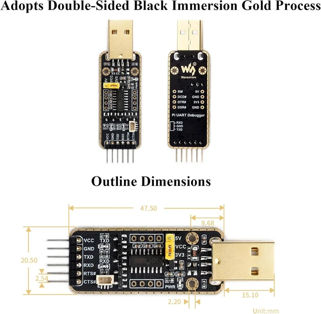 Alt view image 6 of 7 - USB to UART Debugger Module for Raspberry Pi 5, Type-A Port Onboard UART Connector, Pi5 UART Debugging for Mac Linux Android Windows 7/8/8.1/10/11, High Baud Rate Transmission