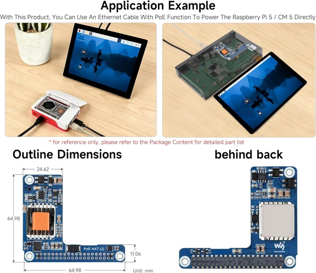 Alt view image 5 of 7 - 5V / 5A PoE HAT Power Over Ethernet HAT Compatible with Raspberry Pi 5 / Compute Module 5/Pi 5 Case, Isolated Switched-Mode Power Supply, Providing Both Network and Power Supply in One Ethernet Cable