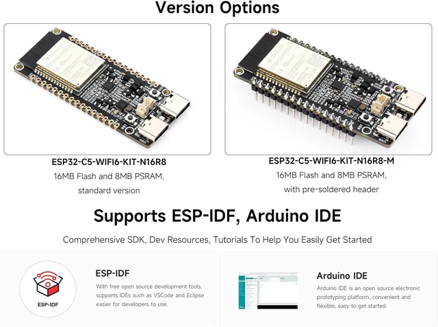 Alt view image 3 of 7 - ESP32-C5 5GHz/2.4GHz Dual-Band Wi-Fi 6 Development Board, ESP32-C5-WROOM-1 Module, Support WiFi/BLE 5/ Zigbee/Thread/Wireless Communications, 240MHz RISC-V Processor, 16MB Flash+8MB PSRAM