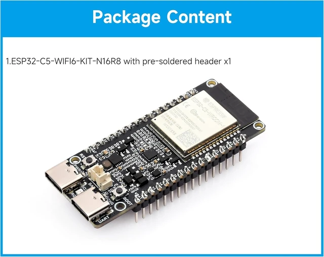 Alt view image 7 of 7 - ESP32-C5 5GHz/2.4GHz Dual-Band Wi-Fi 6 Dev Board, ESP32-C5-WROOM-1 Module