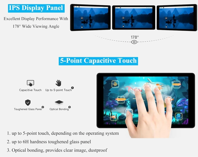 Alt view image 5 of 7 - 5inch DSI Capacitive Touch Screen Compatible with Raspberry Pi 5/4B/3B+/3A+/CM5/CM4 3+/ ESP32-P4, 720 x 1280, IPS Display, Optical Bonding Toughened Glass Panel, 5-Point Touch, Aluminum Alloy Case