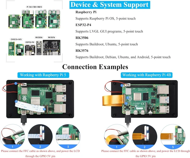 Alt view image 4 of 7 - 5inch DSI Capacitive Touch Screen Compatible with Raspberry Pi 5/4B/3B+/3A+/CM5/CM4 3+/ ESP32-P4, 720 x 1280, IPS Display, Optical Bonding Toughened Glass Panel, 5-Point Touch, Aluminum Alloy Case