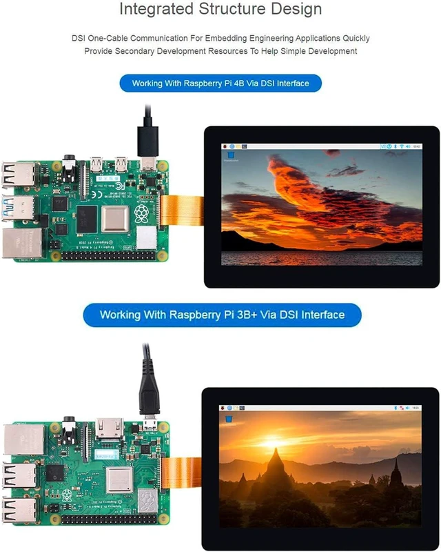 Alt view image 5 of 7 - waveshare 5inch Touch DSI Display 800 x 480, IPS Screen, 5-Point Capacitive Touch LCD,Compatible with Raspberry Pi 4B/3B+/3A+/3B/2B/B+/A+, Compute Module3/3+/Compute Module 4