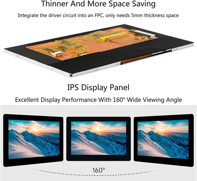 Alt view image 4 of 7 - waveshare 5inch Touch DSI Display 800 x 480, IPS Screen, 5-Point Capacitive Touch LCD,Compatible with Raspberry Pi 4B/3B+/3A+/3B/2B/B+/A+, Compute Module3/3+/Compute Module 4