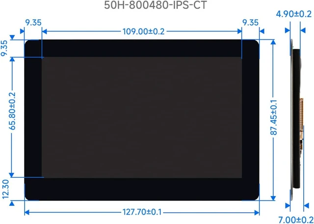 Alt view image 7 of 7 - waveshare 5inch Touch DSI Display 800 x 480, IPS Screen, 5-Point Capacitive Touch LCD,Compatible with Raspberry Pi 4B/3B+/3A+/3B/2B/B+/A+, Compute Module3/3+/Compute Module 4