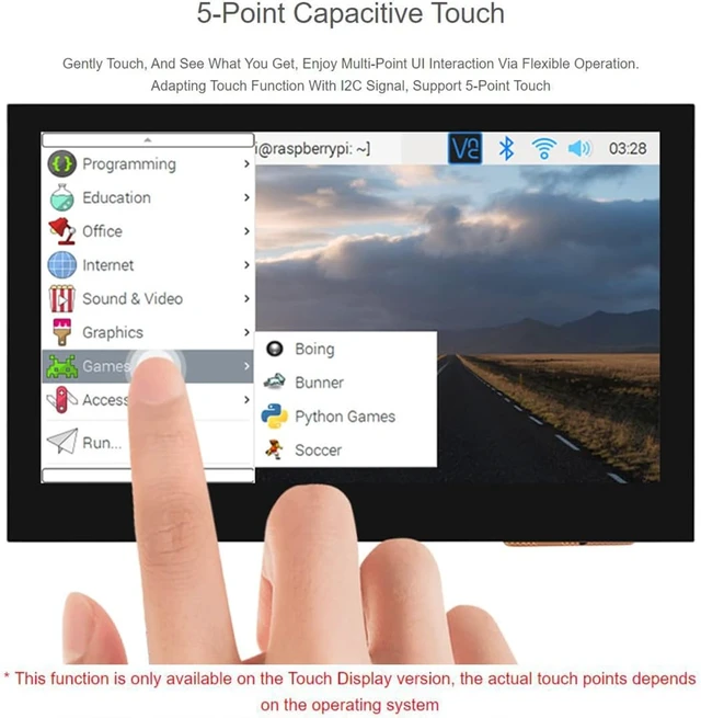 Alt view image 6 of 7 - waveshare 4.3inch DSI Touch Display IPS Wide-Bezel Panel, 800 × 480 Resolution, Thin and Light Design, for Raspberry Pi 4B/3B+/3A+/3B/2B/B+/A+/ CM3/3+/4