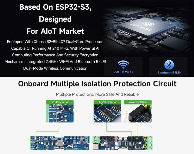 Alt view image 5 of 7 - ESP32-S3 Control Board with RS485 and CAN Communication, External Antenna