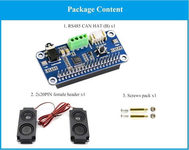 Alt view image 2 of 7 - WM8960 Audio HAT Compatible with Raspberry Pi 5/4B/3B+/3B/Pi Zero/Zero W/Pi Zero 2W/Zero 2WH/Pico W/Pico 2W, WM8960 Hi-Fi Sound Card HAT, Stereo CODEC, Hi-Fi Play/Record, Come with 8 5W Speaker