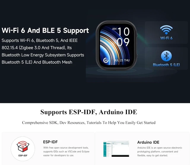 Alt view image 6 of 7 - ESP32-C6 2.06inch AMOLED Touch Watch Development Board, 410×502 Pixels, RISC-V 32-bit Processor, Supports WiFi 6 / Bluetooth 5 / Zigbee, ESP32 with Display, Supports AI Speech Interaction