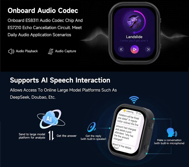 Alt view image 4 of 7 - ESP32-C6 2.06inch AMOLED Touch Watch Development Board, 410×502 Pixels, RISC-V 32-bit Processor, Supports WiFi 6 / Bluetooth 5 / Zigbee, ESP32 with Display, Supports AI Speech Interaction