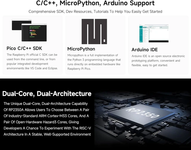 Alt view image 5 of 6 - RP2350 USB-C Microcontroller Development Board Based On RP2350A